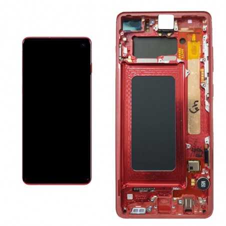 Samsung SERVICE PACK Display LCD ORIGINALE + Frame Per Galaxy G975 S10+ Plus | Cardinal Red Rosso