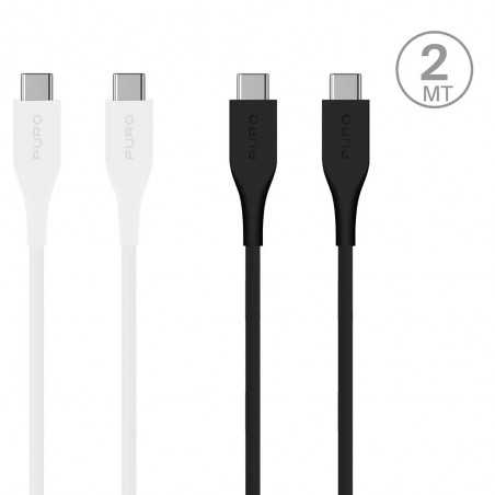 Puro Cavo in TPE PLAIN da USB Type-C a Type-C 2.0 - 2mt | Nero e Bianco