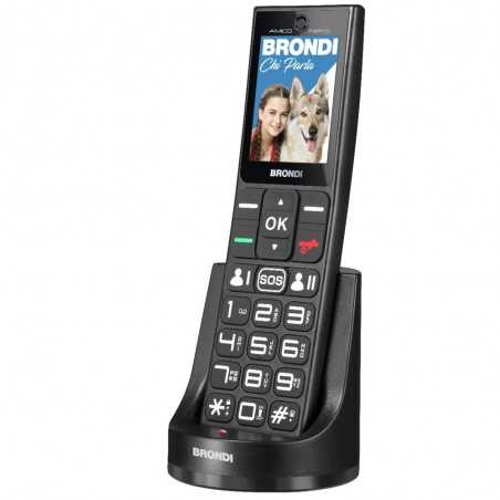 BRONDI Amico Fidato Cellulare Senior DualSim Fotocamera 1,3 MP Controllo Remoto | Nero