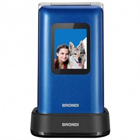BRONDI Amico Prezioso Telefono Cellulare Senior DualSim Fotocamera 1.3 MP Controllo Remoto | Blu Metal