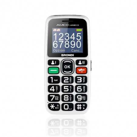 BRONDI Amico Unico Telefono Cellulare Senior DualSim Memoria Espandibile Controllo Remoto | Bianco