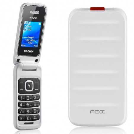 Brondi FOX GSM Quadri Band Telefono Cellulare A Conchiglia Dual Sim | Bianco