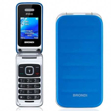 BRONDI FOX GSM Quadri Band Telefono Cellulare Dual Sim a Conchiglia Dual Sim | Blu