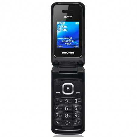 BRONDI FOX GSM Quadri Band Telefono Cellulare Dual Sim a Conchiglia Dual Sim | Nero