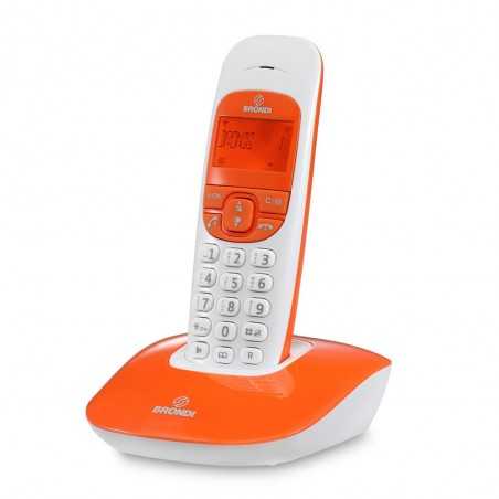 Brondi NICE Telefono Cordless Design Volume Regolabile Display Grande | Bianco e Arancione