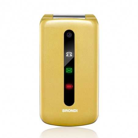 Brondi PRESIDENT Cellulare Ultra Sottile e con Icone LED sul Flip Fotocamera 1.3MP Gold