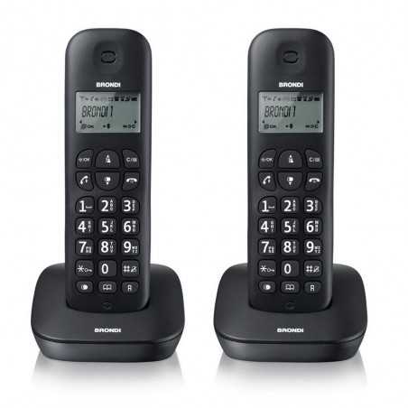 BRONDI GALA TWIN Telefono Cordless Funzione ECO DECT Schermo Grande Sveglia | Nero