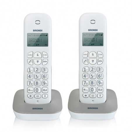 BRONDI GALA TWIN Telefono Cordless Funzione ECO DECT Schermo Grande Sveglia | Bianco Grigio