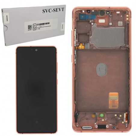 Samsung SERVICE PACK Display LCD ORIGINALE + Frame Per Galaxy S20 FE G780F G781 | Cloud Orange Arancione | NO ANTENNA 5G