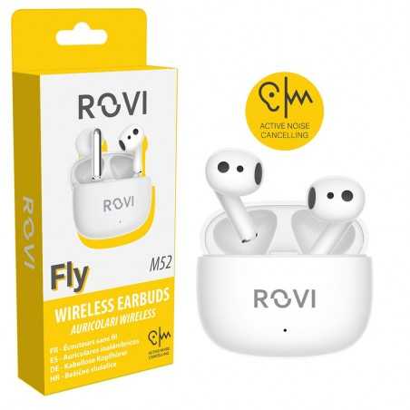 Rovi Auricolare Bluetooth True Wireless M52 FLY Con Noise Cancelling Bianco