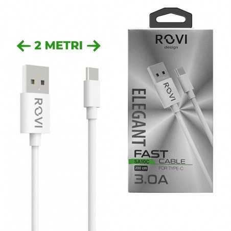 Rovi Elegant Cavo 2 Metri Type-C in PVC Ultra Resistente SA10C 3A | Bianco