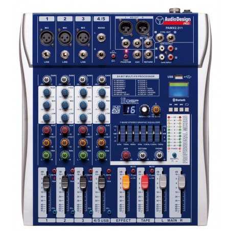 AUDIODESIGN PRO Mixer professionale 3+1+1 canali - USB e BT