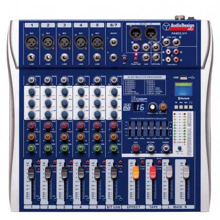 AUDIODESIGN PRO Mixer professionale 5+1+1 canali - USB e BT