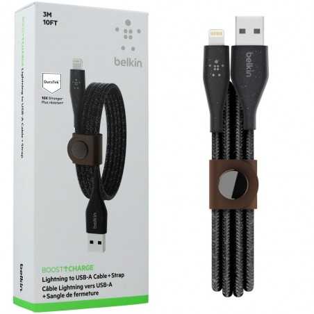 Belkin DuraTek Plus Lightning to USB-A Cable with Strap 3mt Black