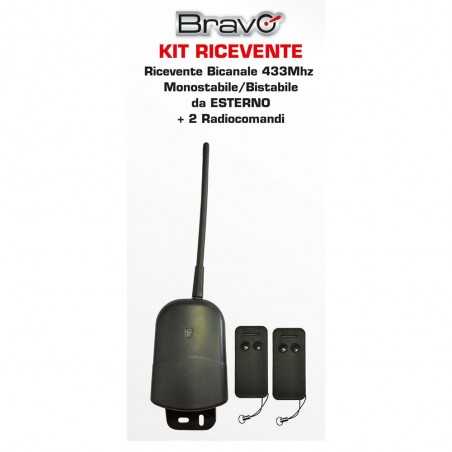 Bravo Kit Ricevente Universale 433Mhz Da Esterno Per Cancelli Automatici e Altri Usi + 2 Radiocomandi