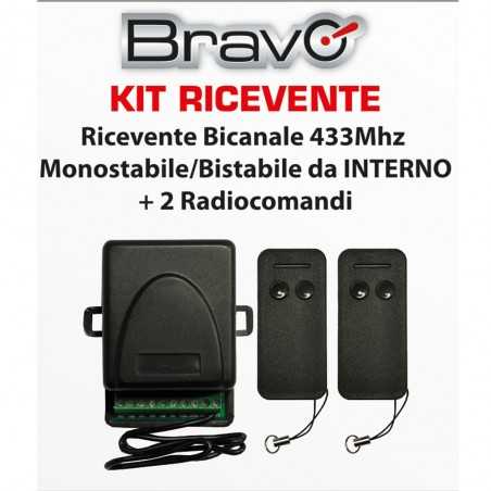 Bravo Kit Ricevente Universale 433Mhz Da Interno Per Cancelli Automatici + 2 Radiocomandi