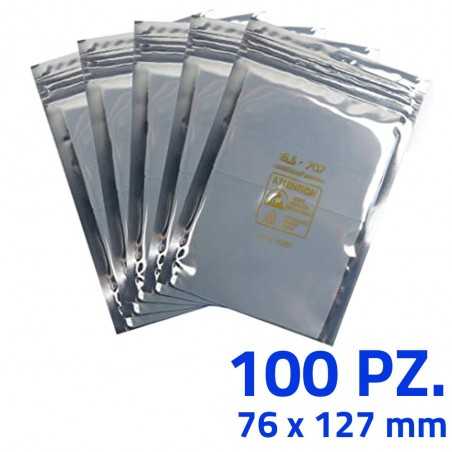 ESD antistatic bags with zip closure 76 x 127 mm | 100pcs package