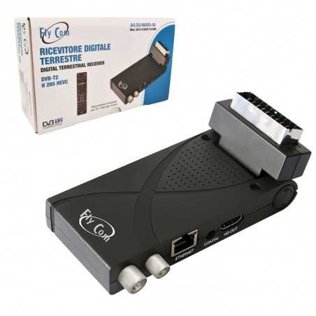 FlyCom SST2-PLAYER Decoder Digitale Terrestre Scart Sticker DVB-T2 Full HD H.265 Ricevitore TV