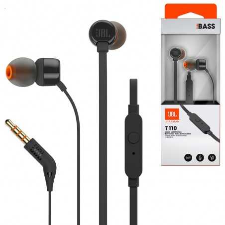 JBL T110 Cuffie Auricolari Con Filo + Comando e Microfono | Black