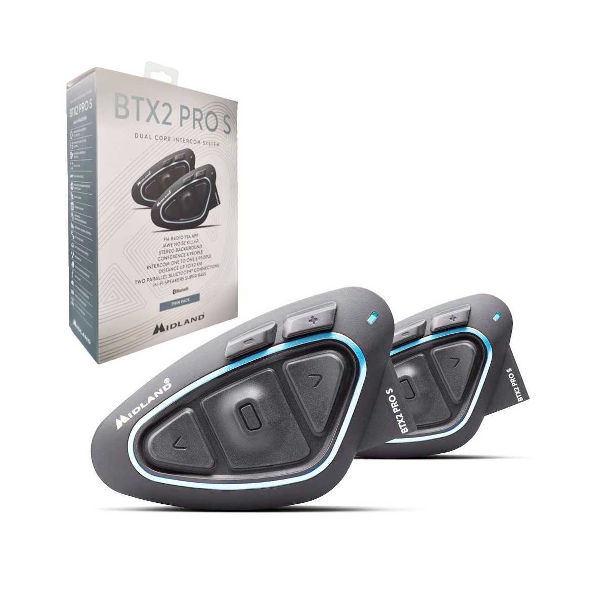 MIDLAND BTX2 PRO S Doppio Interfono Moto Bluetooth Auricolare da Casco Twin  Pack - Interfono - Smartness s.r.l.s.