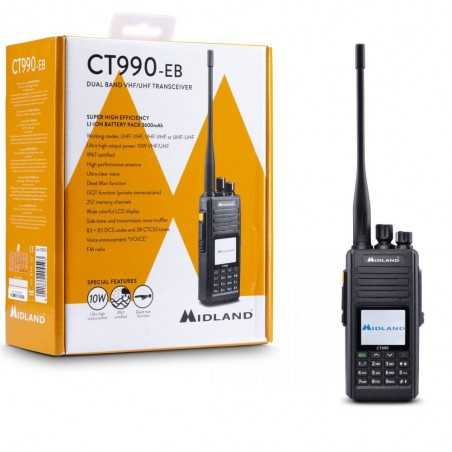 MIDLAND CT990 EB Radio Dual Band VHF / UHF Portable 10W Transceiver