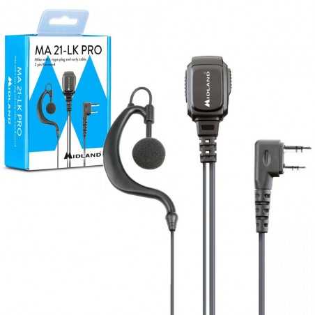 MIDLAND MA21-LK PRO Auricolare con Microfono a L con Presa 2 Pin Kenwood