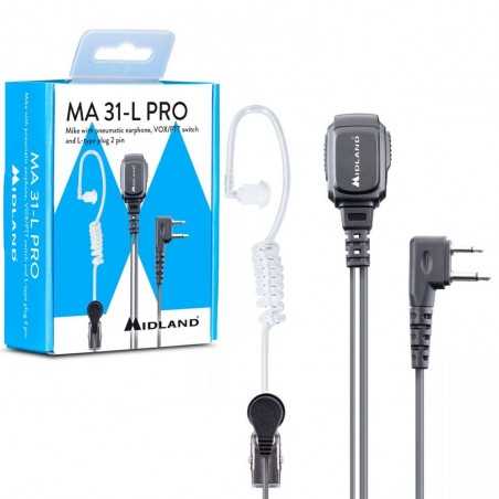 MIDLAND MA31-L PRO Microfono con Auricolare Pneumatico con Selettore VOX/PTT