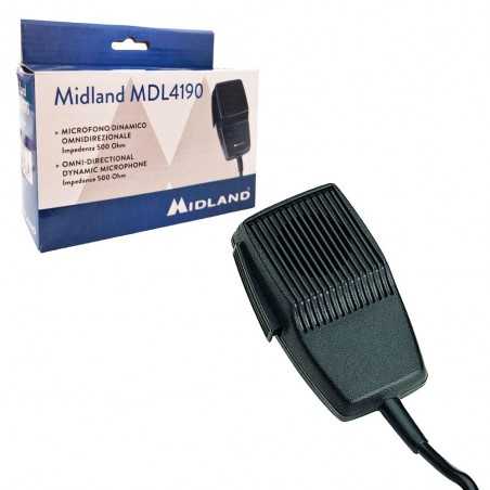 MIDLAND Microfono MDL4190 da palmo Dinamico Omnidirezionale | Connettore a 4 Pin per CB