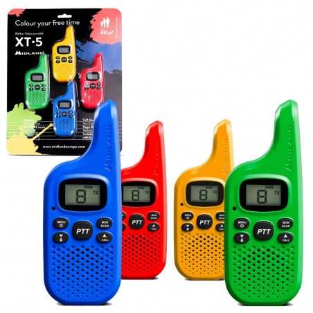 Midland XT5 4 Walkie Talkie Radio Ricetrasmettitori | Azzurro - Rosso - Blu - Verde