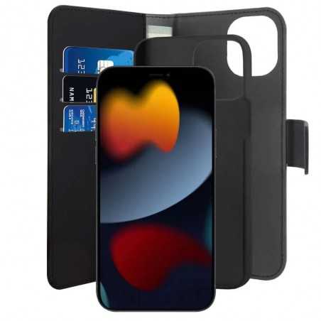 Puro Wallet Detachable 2 in 1 Custodia Flip Orizz. + Cover Magnetica Per iPhone 13 Mini | Nero