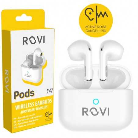 Rovi Auricolare Bluetooth True Wireless Y42 PODS Con Noise Cancelling Bianco