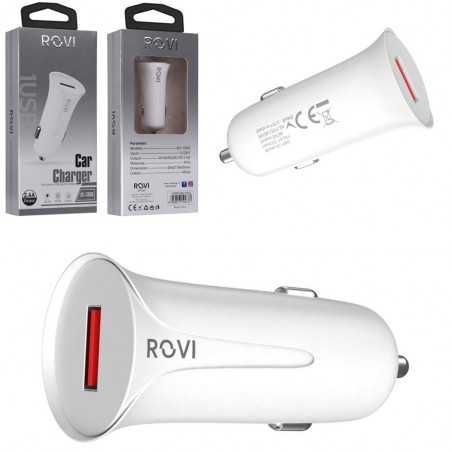 Rovi Auro 1 USB Port Car Charger 2.4A Qualcomm 3.0 | White