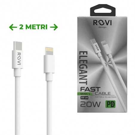 Rovi Elegant Cavo 2 Metri da Type-c a Lightning in PVC Ultra Resistente SA10CL 3A | Bianco