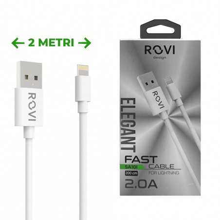 Rovi Elegant SA10L Cavo di Ricarica in PVC da USB-A a Lightning 2 Metri 2A | Bianco