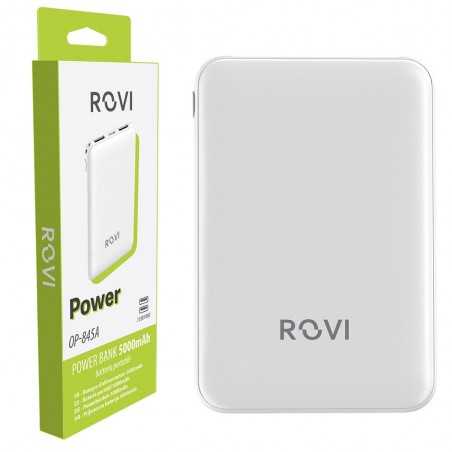 ROVI POWER BANK 5000MAH CARICABATTERIE PORTATILE 2 PORTE USB 1 USB-C | BIANCO