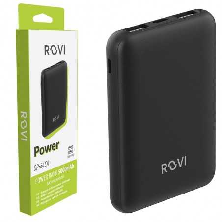 ROVI POWER BANK OP-845A 5000MAH CARICABATTERIE PORTATILE 2 PORTE USB 1 USB-C | NERO