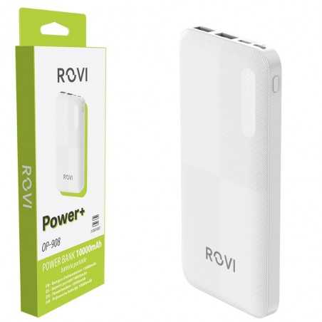 ROVI Power Bank OP-908 10000MAH Caricabatterie Portatile 2 Porte USB-A - 1 USB-C - 1 Micro Usb | Bianco