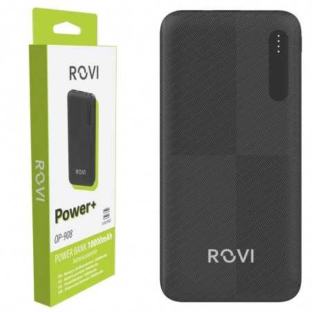 ROVI POWER BANK OP-908 10000 MAH CARICABATTERIE PORTATILE 2 PORTE USB 1 USB-C | NERO