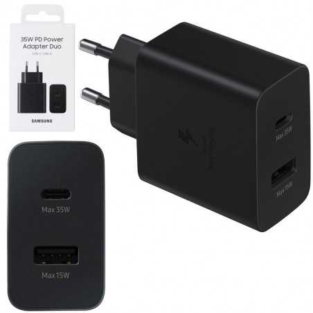 Samsung Adattattore USB-C USB-A 35W EP-TA220NBEG Caricabatterie Duo | Nero