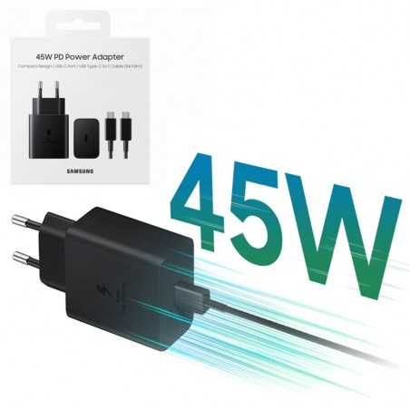Samsung CaricaBatterie Supercharge 45W Type-C + Cavo EP-T4510X Blister | Nero