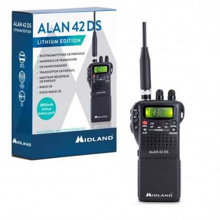 MIDLAND ALAN 42 DS Lithium Edition Radio CB Ricetrasmettitore Portatile AM/FM | 2800mAh Pacco batteria Litio incluso