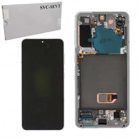 Samsung SERVICE PACK Display LCD ORIGINALE + Frame Per Galaxy G991 S21 5G | Bianco | NO CAMERA