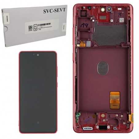 Samsung SERVICE PACK Display LCD ORIGINALE + Frame Per Galaxy S20 FE 5G G781 | Cloud Red Rosso | COMPLETO DI ANTENNA 5G