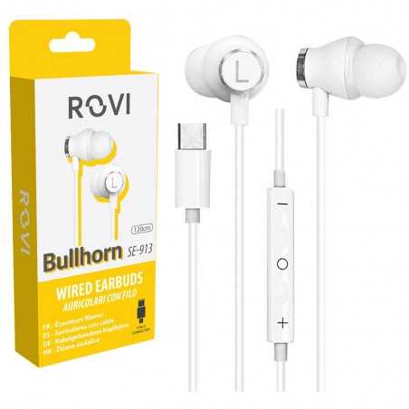 Rovi BULLHORN SE-913 Auricolari a filo Type-C Bianchi