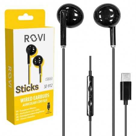 Rovi STICKS SE-912 Auricolari a filo Type-C Neri