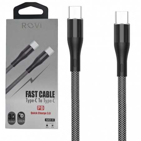 Rovi Sport SA31 Cavo di Ricarica in Nylon da USB-C a USB-C 1mt 3A | Nero