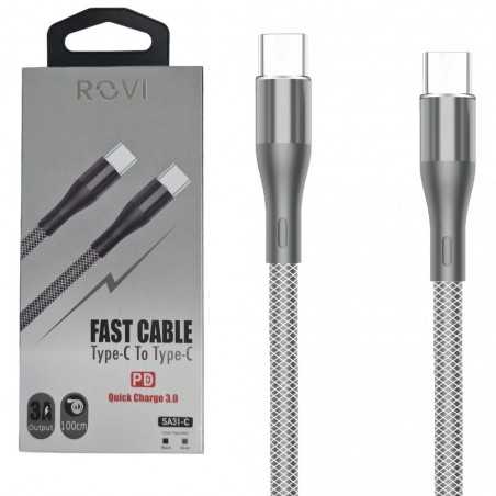 Rovi Sport SA31 Cavo di Ricarica in Nylon da USB-C a USB-C 1mt 3A | Silver