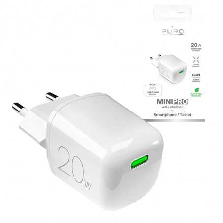 Puro MINIPRO CaricaBatterie da Rete 20W USB-C Fast Charger Power Delivery | Bianco