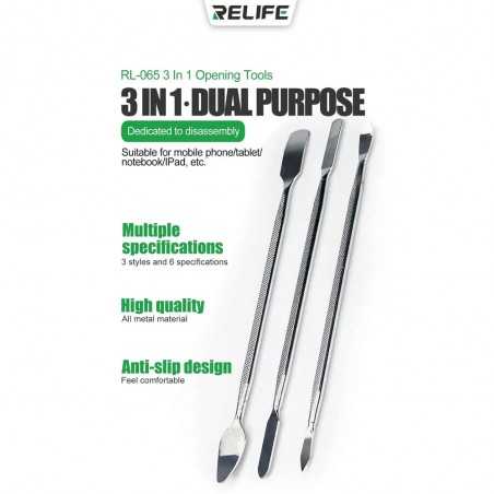 RELIFE RL-065 Set 3 in 1 Strumenti in Metallo per Apertura di Smartphone Tablet Notebook iPad