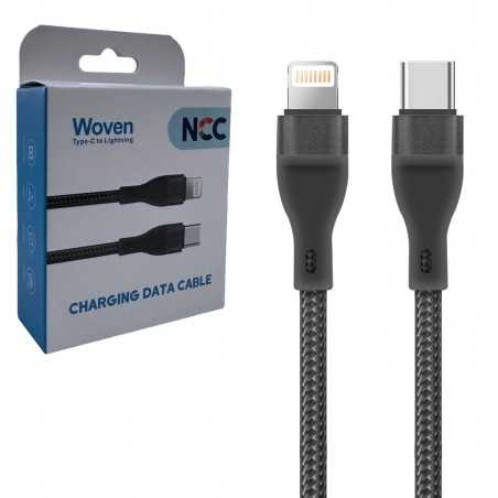 NCC Cavo da USB-C a Lightning intrecciato Woven 27W Compatibile Per Apple iPhone | 1 Metro